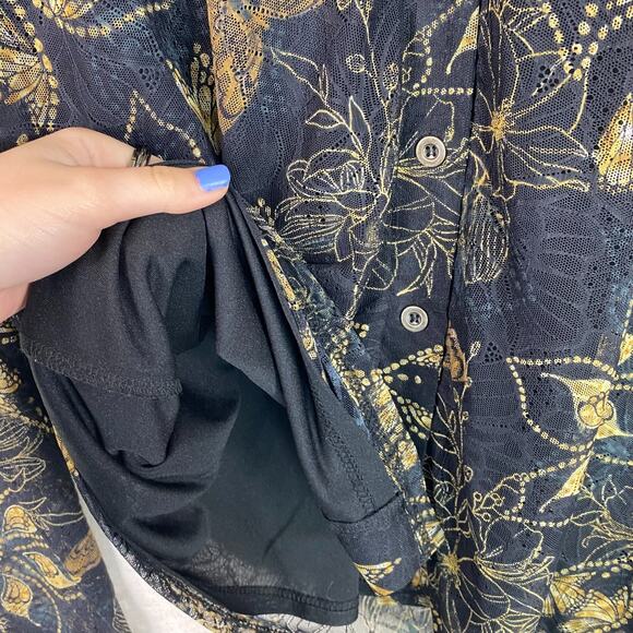 Jane & Delancey Womens Whimsigoth Button Up Top Size L Butterfly Mesh Grunge - Picture 6 of 13